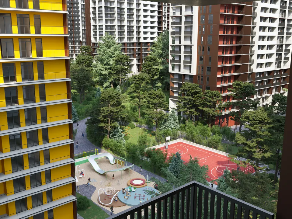 View from a balcony over the park